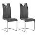 IDIMEX Lot de 2 chaises de Salle à Manger SABA avec poignée intégrée et piétement chromé, revêtement en synthétique Gris