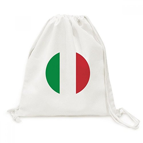 Mochila de lona com cordão e símbolo da Europa com bandeira nacional da Itália