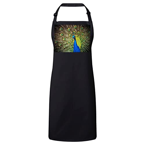 Tablier cuisine paon faisant la roue oiseau bleu imprimé artistique résistant
