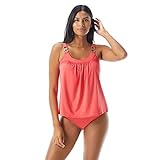 Ultra Fit Bra Sized Underwire Tankini — A-Line Shapewear Swimsuit Top, Papaya 34E