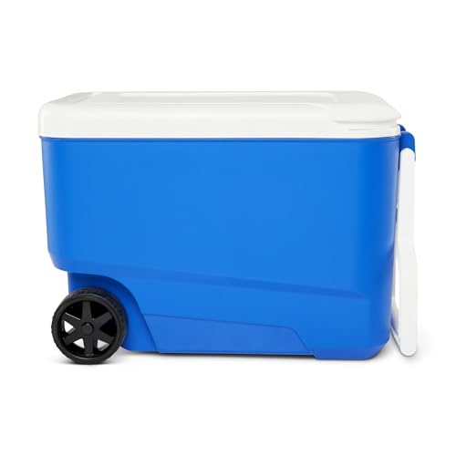 38 QT Cooler with Wheels, Rolling Cooler with Reinforced Tow Handle, Ice Chest for Outdoor, Camping, Fishing, Picnicking