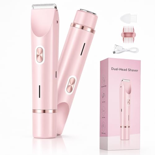 Rasoir Électrique Femme, Tondeuse Intime Double Tête Étanche Rechargeable, Épilateur Électrique Multifonction, Épilation Maillot Femme pour Jambes,...