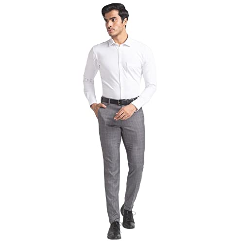 Image of Park Avenue Men's Cotton Blend Solid Pattern Slim Fit Narrow Collar Full Sleeve Formal Shirt