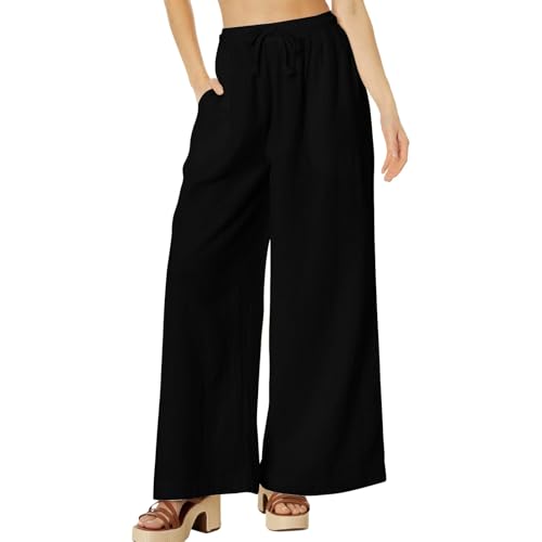 Pantalon en lin de qualité supérieure Risipu taille haute