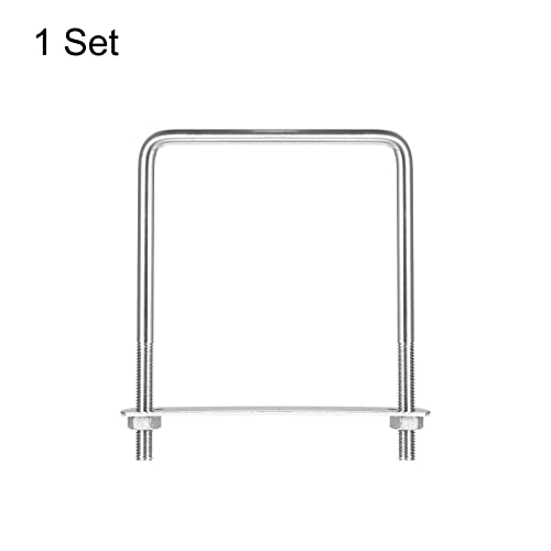 Image of uxcell Square U-Bolts, 102mm(4.02 inch) Inner Width 140mm Length M8 304 Stainless Steel U Clamp Bolt with Nuts and Plates, for Boat Trailer