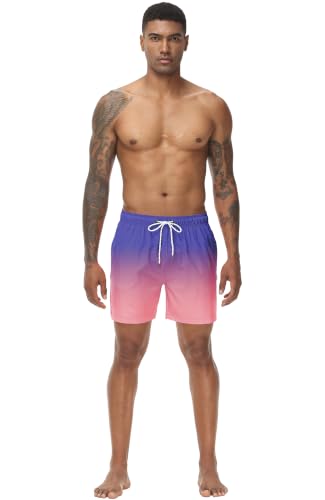 Image of Tyhengta Men's Swim Trunks Quick Dry Beach Shorts with Zipper Pockets and Mesh Lining