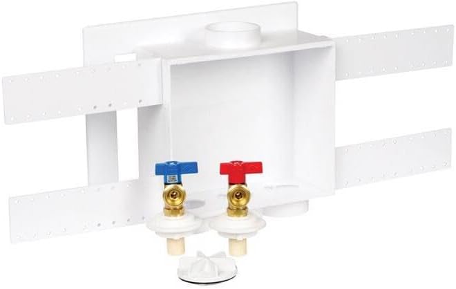 Oatey 38531 WASH Machine Outlet Box, 1/4", White/Brass
