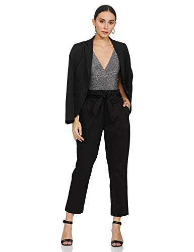 Image of Amazon Brand - Symbol Women Tapered Paper Bag Trousers (High Rise Ankle Length | with Self Fabric Belt) (Available in Plus Sizes)