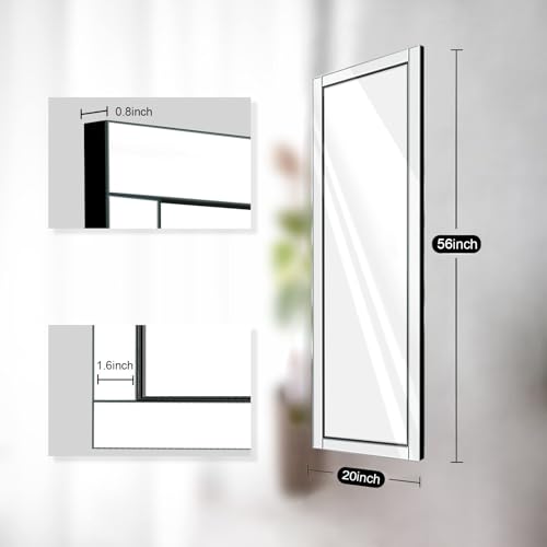 Image of Syndra 56 inchx20 inch Wall Mounted Full Length Mirror with Reflect Frame, Large Rectangle Beveled Frameless Full Body Mirror, Vertical & Horizontal Over Sink Long Mirrors for Bathroom, Bedroom, Living Room
