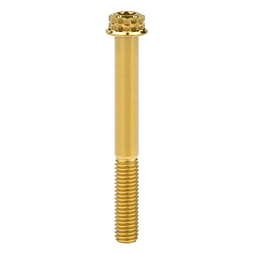 Image of Titanium Flange 12 Point Head M8 x15 20 25 30 35 40 45 50 55 60 65mm Screw Bolt Pack of 4 (M8x65mm, Gold)