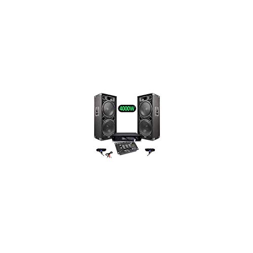 Altavoces paquete de sonido en vivo 4000W + MAX215 Vexus STM-3020B mezclador de 6 canales USB / MP3 + amplificador AX3000