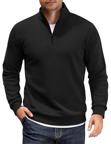 COOFANDY Men Quarter Zip Up Pullover Lightweight Mock Neck Sweatshirt Casual Active Long Sleeve Polo Shirt