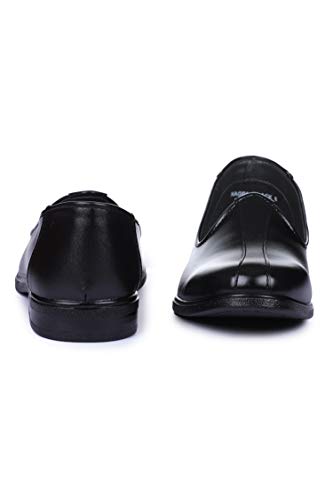 Image of Liberty Fortune NAGRA Non Lacing Loafers for Men - Black & Brown - Synthetic Leather Slip-On with Cushioned Footbed - Stylish Office & Wedding Footwear - Comfortable and Lightweight