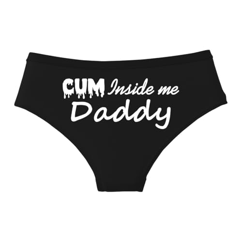 SLIEWU Cum Inside Me Daddy Panties for Women Slutty Cotton Bareback Sex Underwear Flirty Fun Gift (US, Alpha, XX-Large, Regular, Regular, Black-1)