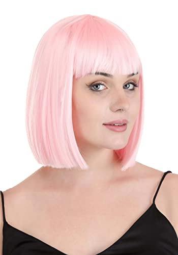 Perruque rose clair coupe bob pour vos soirées rétro et festivals de musique