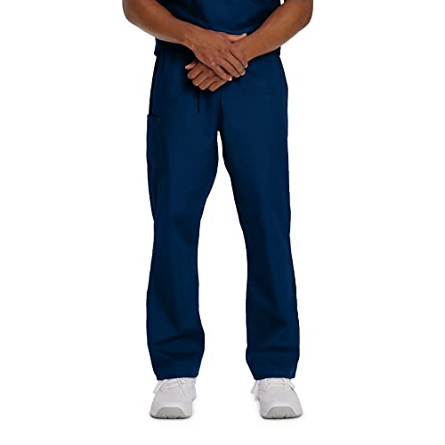 Landau Scrub Zone Unisex Relaxed Fit 2-Pocket Drawstring Cargo Scrub Pants 85221 Navy