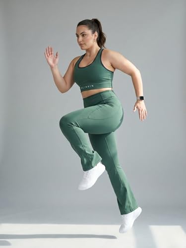 Image of BLINKIN Plus Size Flared Gym Pants for Women - Workout Yoga Pants for Woman - Ultimate Flare Bootcut Track Pants Womens Activewear(M-7XL)