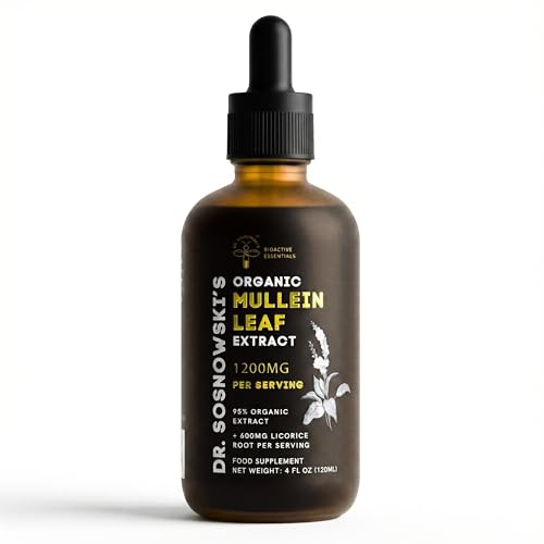 Dr. Sosnowski's Mullein Drops for Lungs 120ml | 1200mg High Strength Mullein Leaf Extract with 600mg Licorice Root for Daily Routine, Flavonoid Support, Saponin Balance | 2 Months Supply