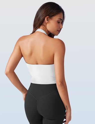 VOYJOY Women Halter Crop Top Padded V Neck Backless Sleeveless Workout Halter Tank Tops Going Out Yoga Gym Clothes4