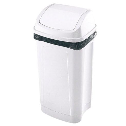 Générique Poubelle Swing 50 litres rectangle à couvercle basculant (Blanc)