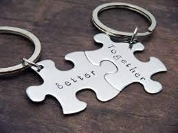 Image of SIlver Valley Two Set Puzzle Keychain Customised Personolised Name Keyring Stylish Couple Gift for Girlfriend Boyfriend Available in Four Colors (Silver)