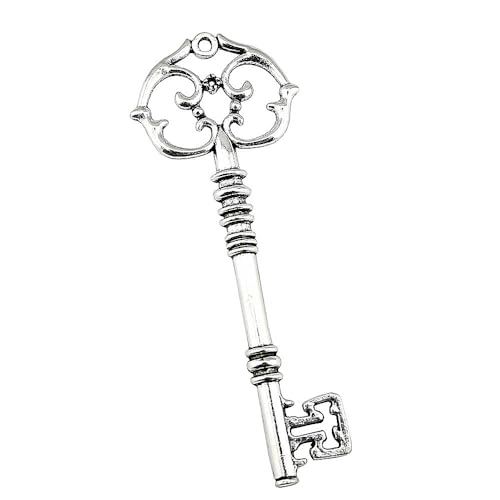 WYSIWYG 2pcs 82x31mm Big Key Charms Antique Silver Color Zinc