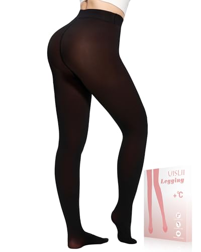 Image of UISLII Fleece Lined Tights Women, Warm Pantyhose leggings Women,Fake Translucent Thermal Skin Colored Tights for Winter