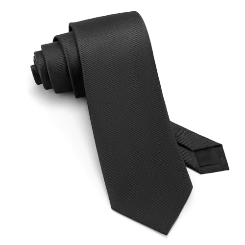 Junmaxroad 63 XL Black Ties For Men Solid Color Extra Long Neckties 3.35 (8.5CM) Mens Big and Tall Ties with Gift Box