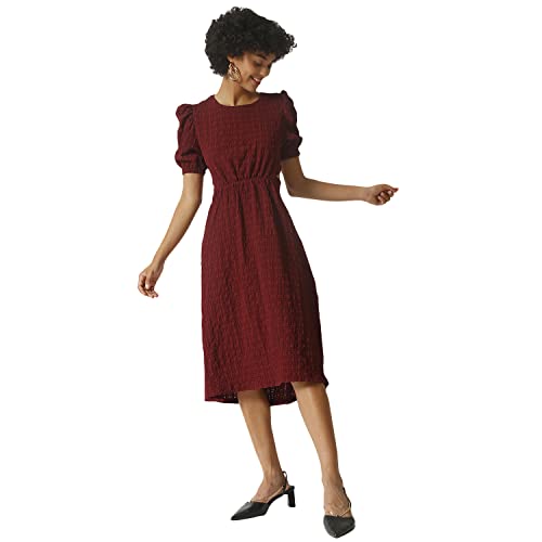 Image of PINACOLADA Women's Solid Dress for Casual Wear | Regular Sleeve | Quality Stretchable Fabric | Dress Crafted with Enhanced Stretch and Comfort Fit for Everyday Wear