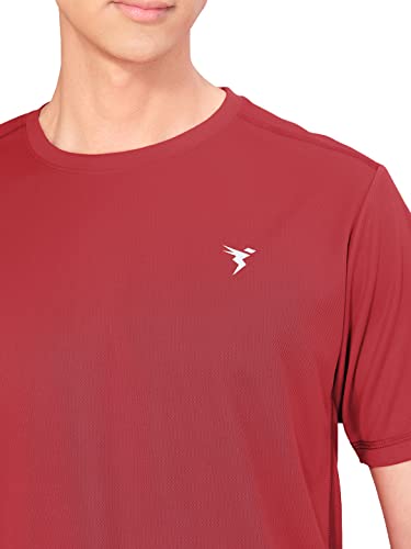 Image of TECHNOSPORT Men's Slim Fit Polyester Activewear Sports T-Shirt with Moisture-Wicking Comfort for Workout, Running & Gym