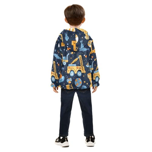 Boys Girls Fleece Jacket Cartoon Funny Excavator Fish Planet Kids Warm Hooded Outwear Coat4