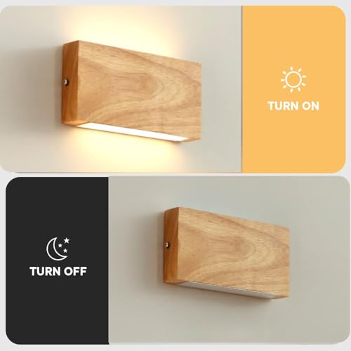 Aplique de pared rectangular de madera para iluminar zonas oscuras de forma elegante 3