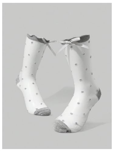 SHENHE Women's 3 Pairs Sheer Socks Ruffle Frilly Polka Dots Cute Bow Tulle Socks2