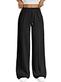Trendy Queen Womens Wide Leg Sweatpants Baggy Loose Fall Barrel Casual Lounge Athletic Pants Comfy Teen Girl Cute Joggers Black M