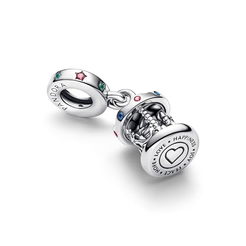 Colgante Pandora de plata de ley con esmalte rojo y gemas combinadas 793586C01 6