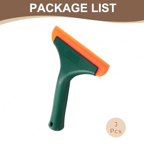 Image of HARFINGTON 3pcs Squeegee 6 Inch Length Auto Water Blade Shower Squeegee with Non-Slip Handle for Windshield Window Cleaner Glass Door, Deep Green