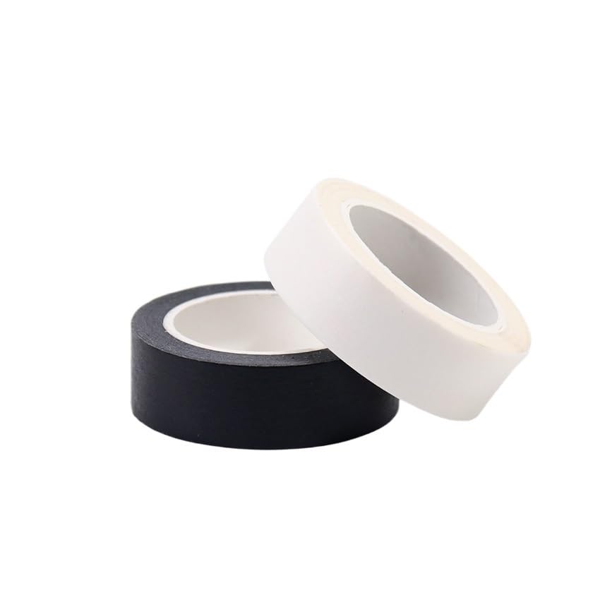 Miniatura 3 de washi - Cinta adhesiva adhesiva de papel decorativo básico grabable, 0.591 in x 32.8 ft, color blanco sólido y negro, material escolar, papelería, 1