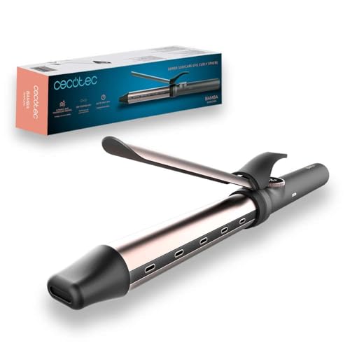 Cecotec Rizadores de pelo manuales Bamba SurfCare Epic Curly Sphere 32 mm de cerámica y turmalina, Ajuste de temperatura (120ºC-210ºC) y pantalla LED, Tecnología de iones, Cable giratorio.