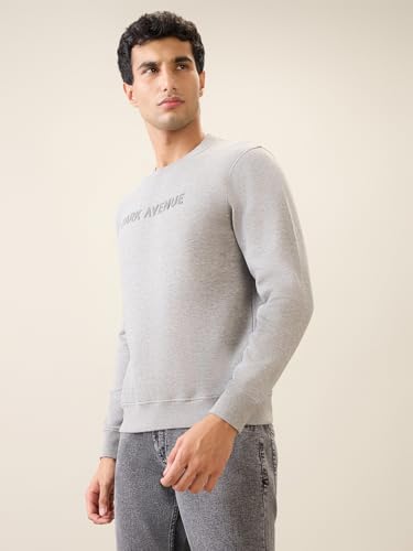 Image of Park Avenue Men Full Sleeve Slim Fit Solid Pattern Cotton Polyester Blend Regular Neck Regular Neck Casual Sweatshirt