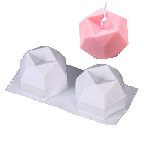Silikonform für Kerzen, 2 Mulden, 3D-geometrische Diamanten, Würfelform, DIY, handgefertigt, Aromatherapie, Kerzen, Seife, Herstellung Cover