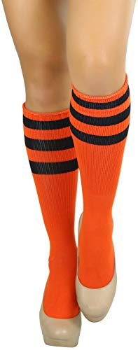 Image of ToBeInStyle Women's Premium Below Knee Athletic Socks w /Contrasting Wide Stripes