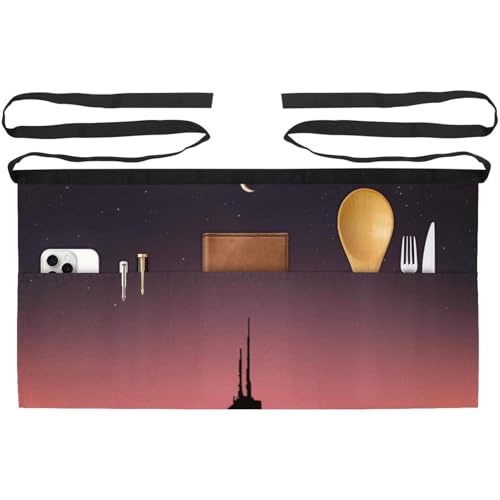 Tablier court de chef lot de 3 avec 3 poches pour cuisine et bistrot motif nuit étoilée