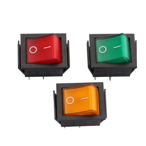 Image of Heavy-Duty AC 30A 250V 4 Pin Welding Machine Power Switch, Electric Heater Switch With Indicator Light On-Off Rectangle Rocker Switch DPDT Red Indicator Light 4 Pin big Rocker Switch (5, GREEN)