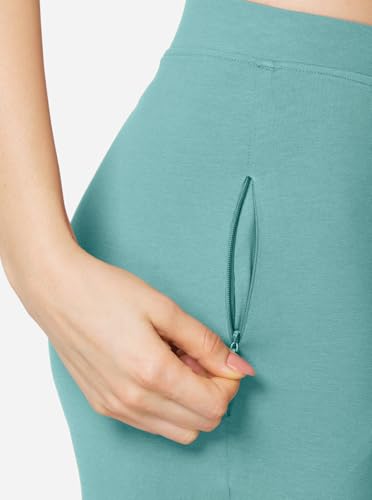 Image of VSTAR PL02 Women Ankle Length Stretchable Slim Fit Leggings with Secured Side Pocket | Moisture-Wicking | Soft Waistband & Cotton-Elastane Fabric | S | Petrol