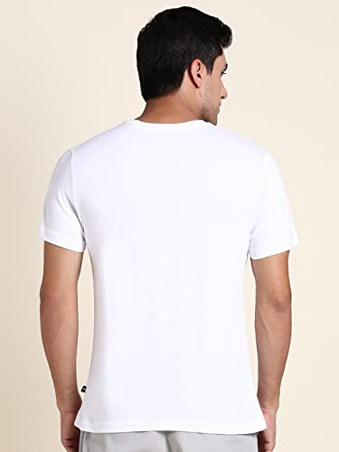 Image of Dennis Lingo Men's Poly Cotton Regular Fit Solid with Printed Patch Pocket Half Sleeve Round Neck T-Shirt