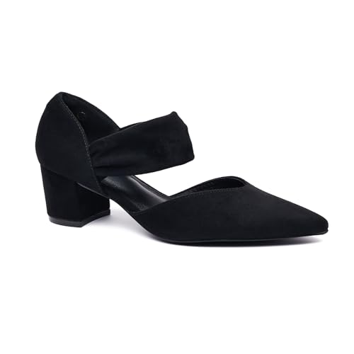 Block Heels for Women Comfortable Strap Closed Pointed Toe Heel Women's Low Chunky Pumps Wedding Party Work Prom Dress Shoes