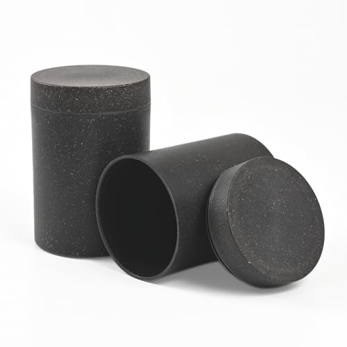 Image of Eha Earth Friendly Canister with Air Tight Lid | Food Storage Container Jars Set of 2 | Microwave Safe | Made with Rice Husk and Bamboo Fibers | 700ml | Charcoal
