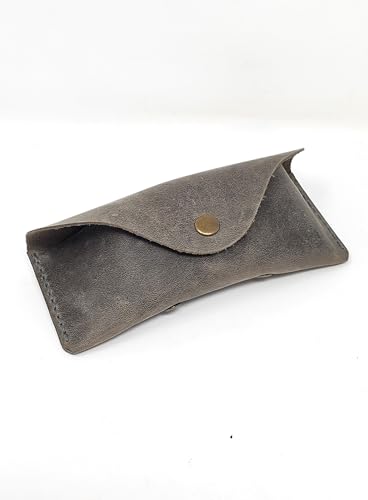 Image of Leather Eyeglass Case -Glasses Case - Sunglass Case - Genuine Leather Eyeglasses Case with Snap Closure
