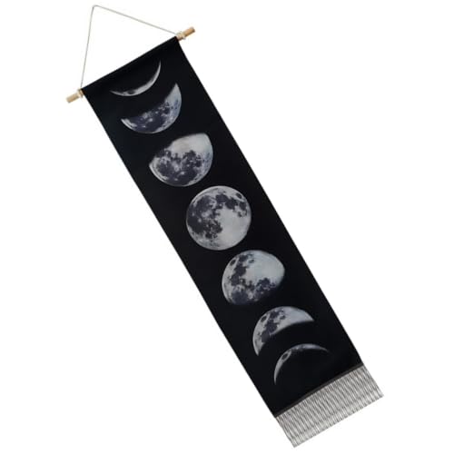 Tapiz decorativo de fases lunares: transforma tu pared con arte de lino y algodón