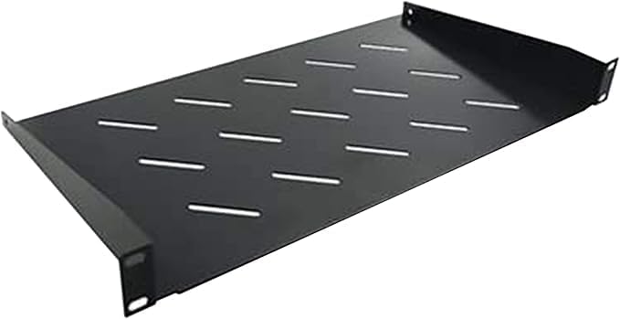 DYNAMODE 1U Universal 19-Inch Vented Rack Mount Shelf 25CM Depth for Server & Network Cabinets – Steel Equipment Shelf, 44lb / 20kg Capacity (CABSHELF-FE-250)